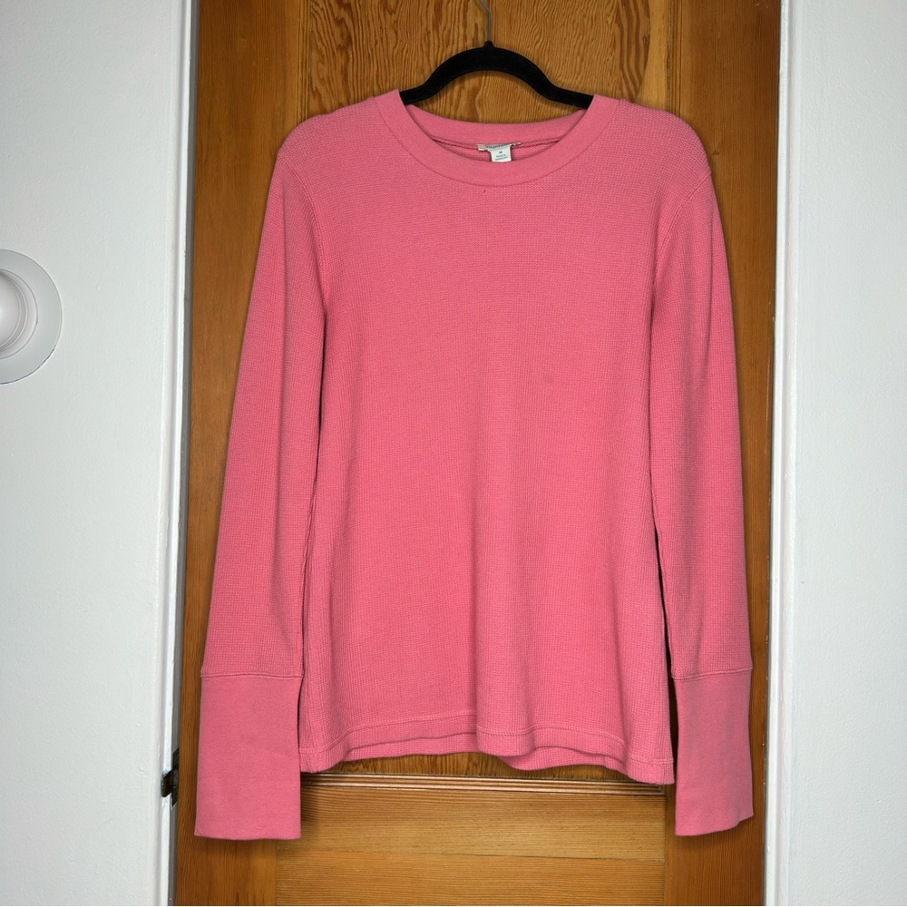 sundance crewneck waffle knit thermal long sleeve top